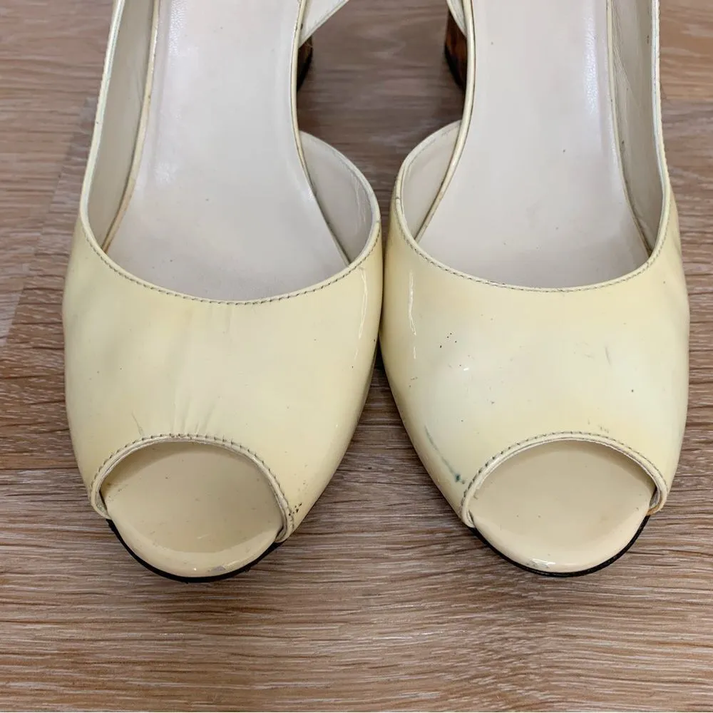 Rare Gucci Size 10 Patent Leather Leopard Peep-Toe Heels - Image 6