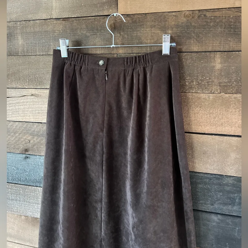 Vintage Coldwater Creek Brown Faux Suede Maxi Skirt Size 8 High Waist Midi/Maxi - Image 2