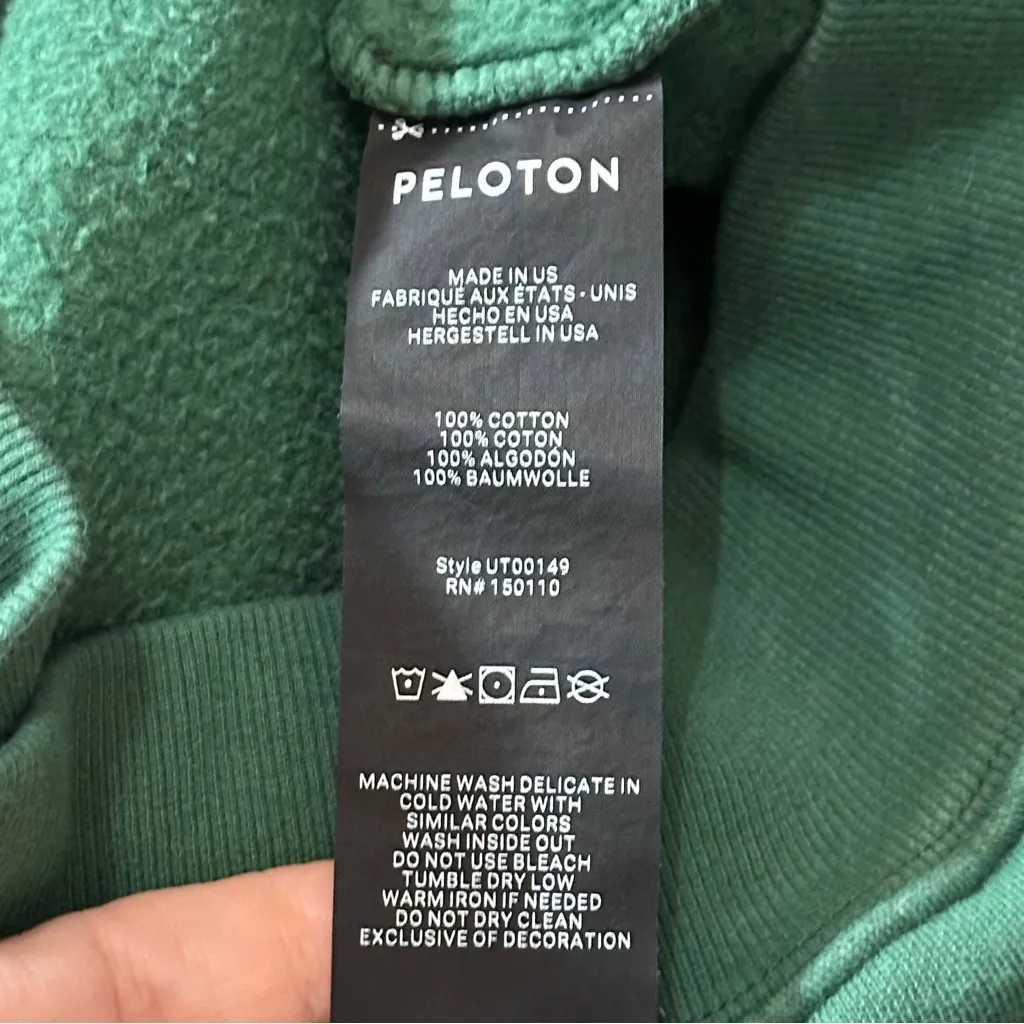 Peloton Uni-Sex Size S Green Cooldown Fleece Hoodie Sweatshirt - Image 5