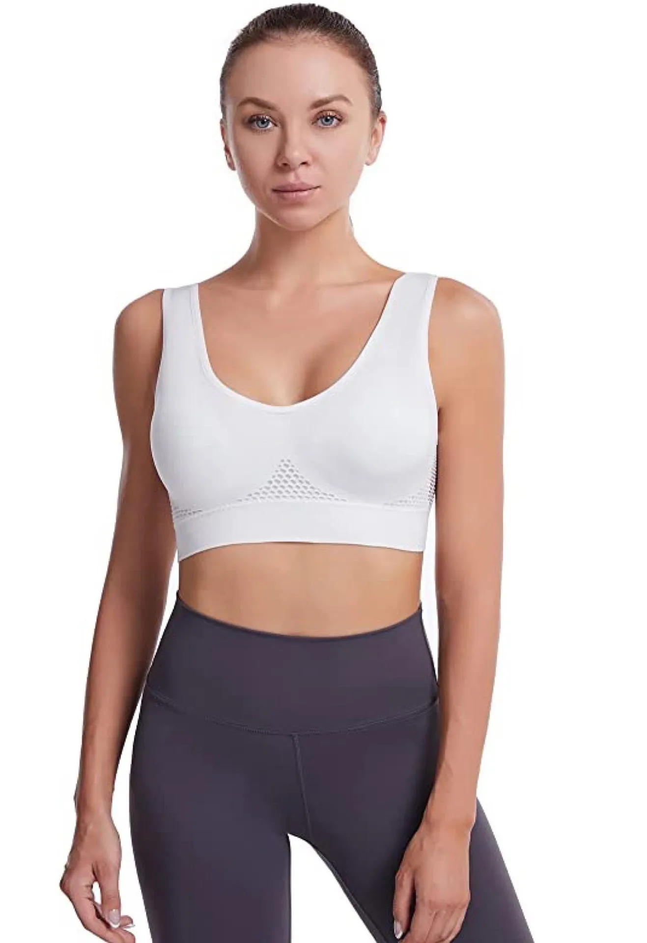 Seamless Comfortable Sports Bralette for Yoga Gym Workout Bra Top White 2XL Size 2X - Image 2
