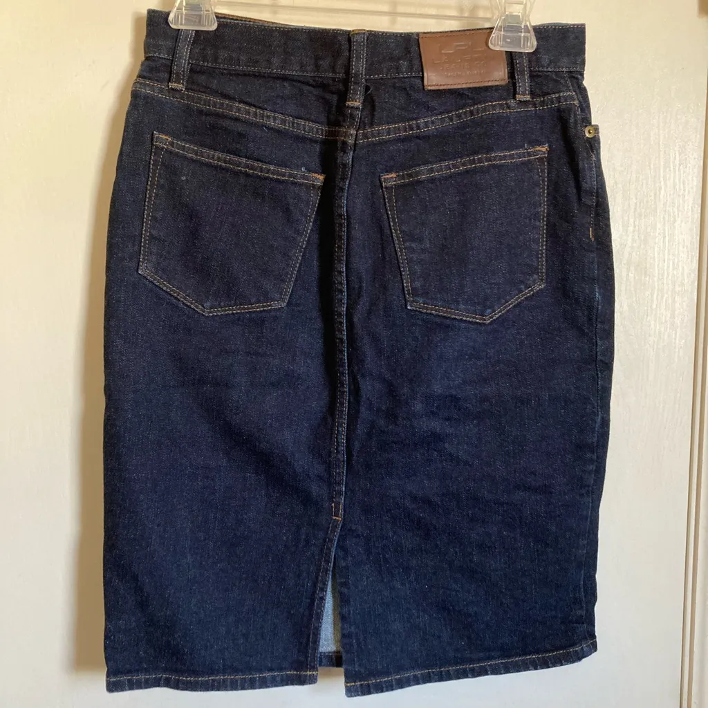 LRL Lauren Ralph Lauren Dark Wash Preppy Denim Pencil Skirt - Image 11