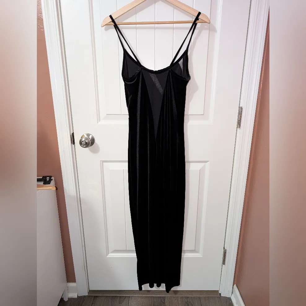 Vintage Fredrick's Of Hollywood Maxi Velvet Mesh Dress Women's Medium Black - Image 2