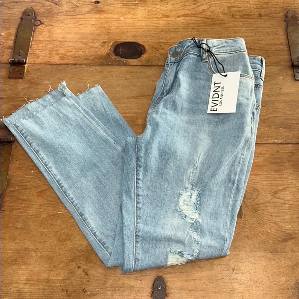 Women's Evidnt Los Angeles Verona Skinny Ankle Light Blue Distressed Jeans Sz 29 - Image 2