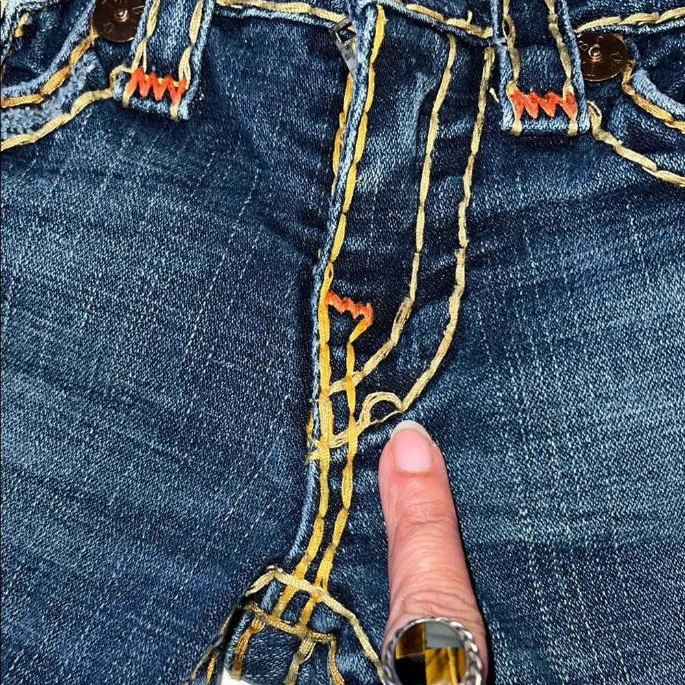 True Religion Blue Boot Cut Jeans Classic Style thick stitch size 27 - Image 9