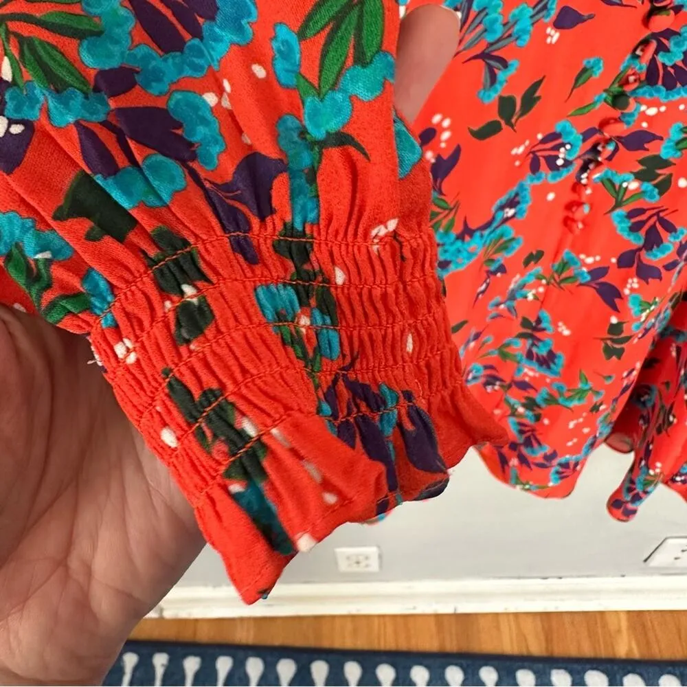 Saloni Eve Dress 4 Tangerine Sweetpea Floral Print Red - Image 12