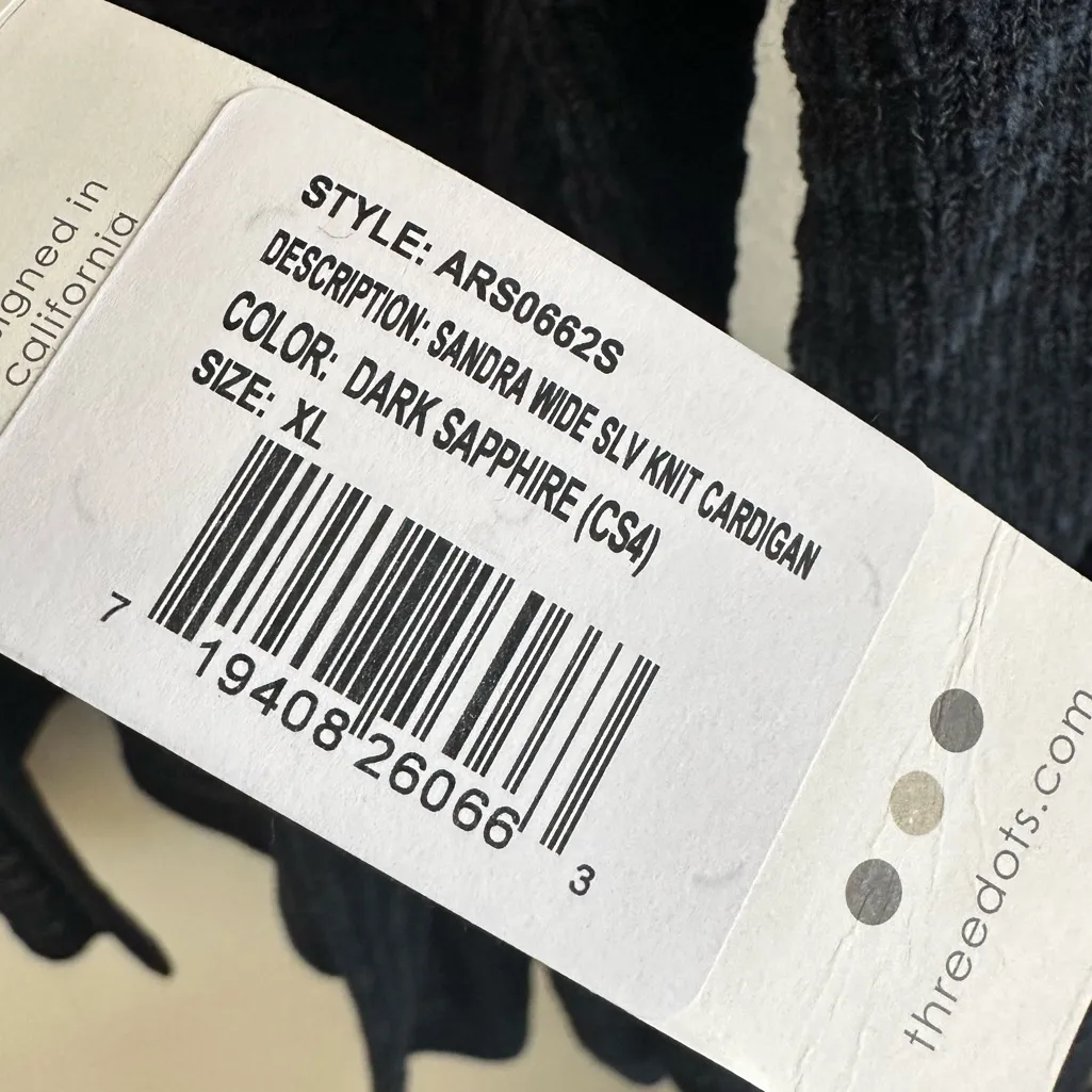 THREE DOTS Navy and sheer Cardigan. - Image 6