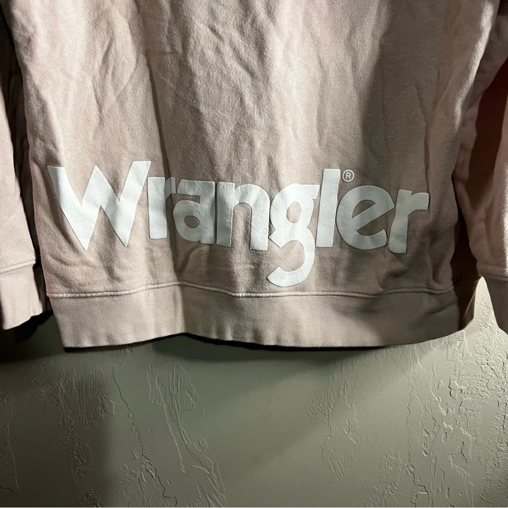 Wrangler Retro Soft Pink Spell-out Kangaroo Pocket Pullover Hoodie - Image 7