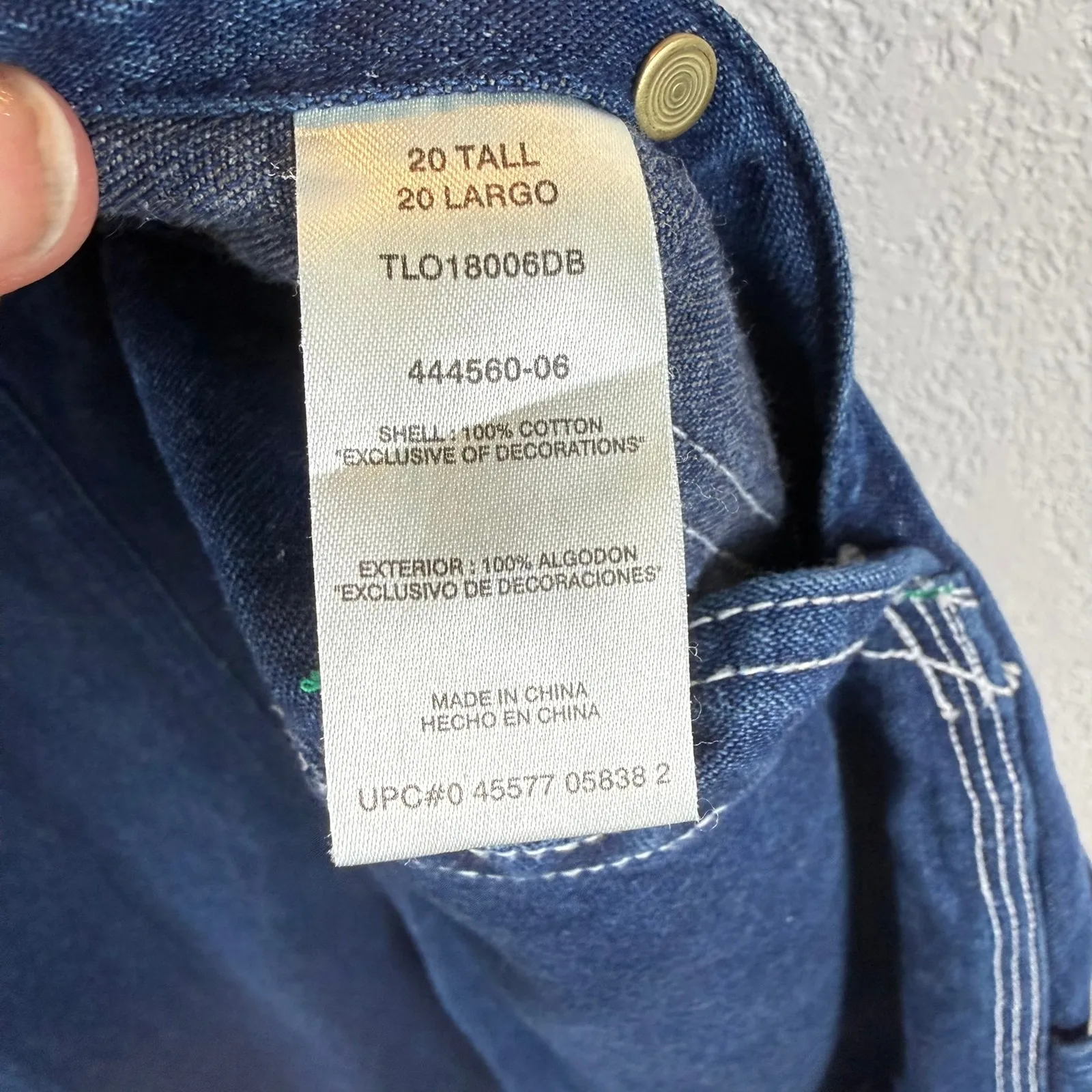 Liberty Denim Overalls — Women's Size 20 Tall Green Zip Accent Carpenter Style Blue - Image 9