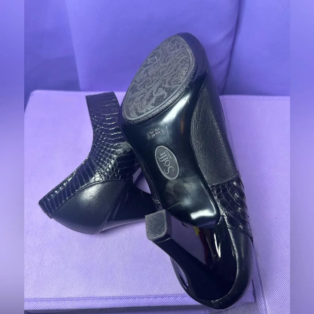 Sofft Black Mary Jane Classic Pumps Patent Leather Button Strap Kitten Heels 8.5 - Image 7