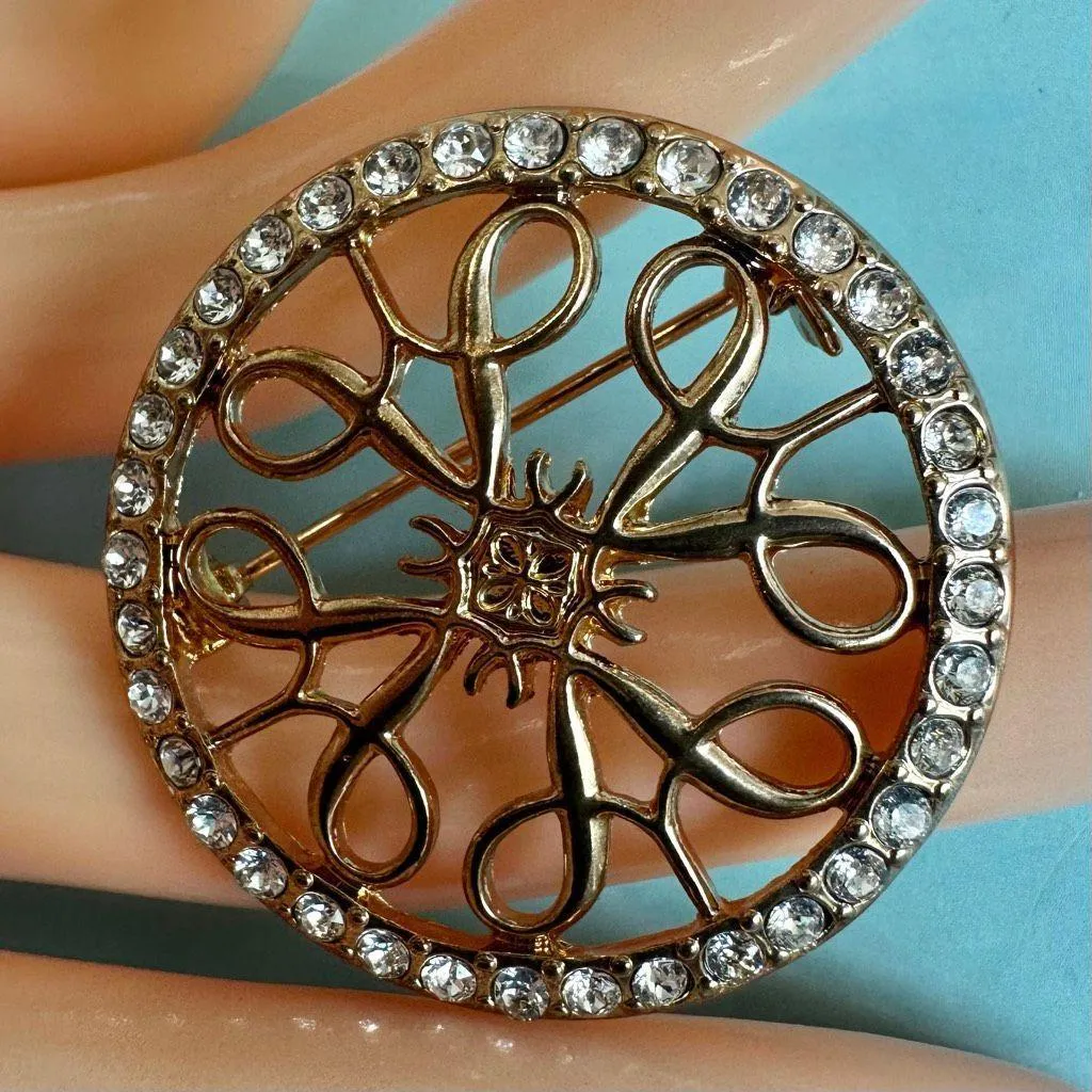 Nina Ricci for Avon NRT Rhinestone Brooch Gold Tone Vintage - Image 2