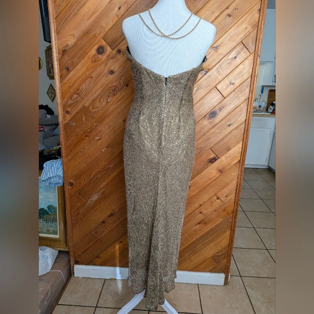 Gunne Sax Gold Backless Dress - Image 12