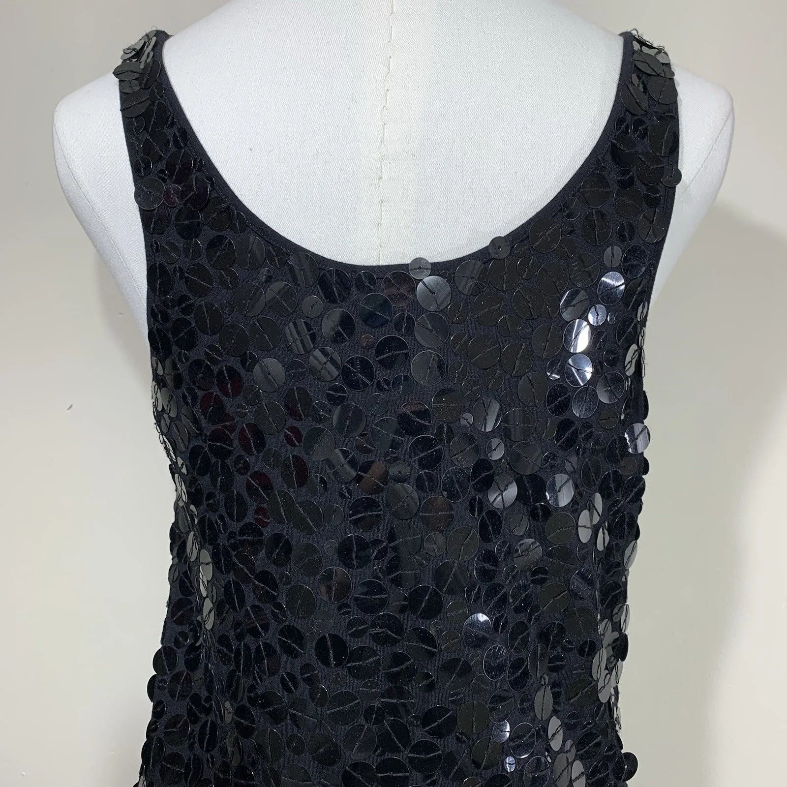 VENUS Black Sequin Sleeveless Bodycon Dress Size L Party Cocktail Stretch - Image 5