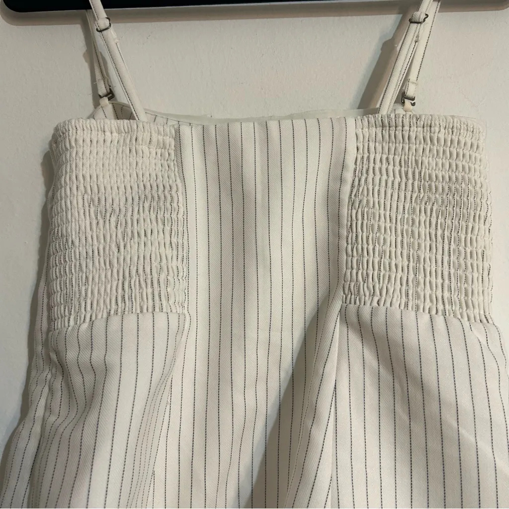 Abercrombie & Fitch Mara Tailored Button Through Tube Top White Striped Small - Image 4