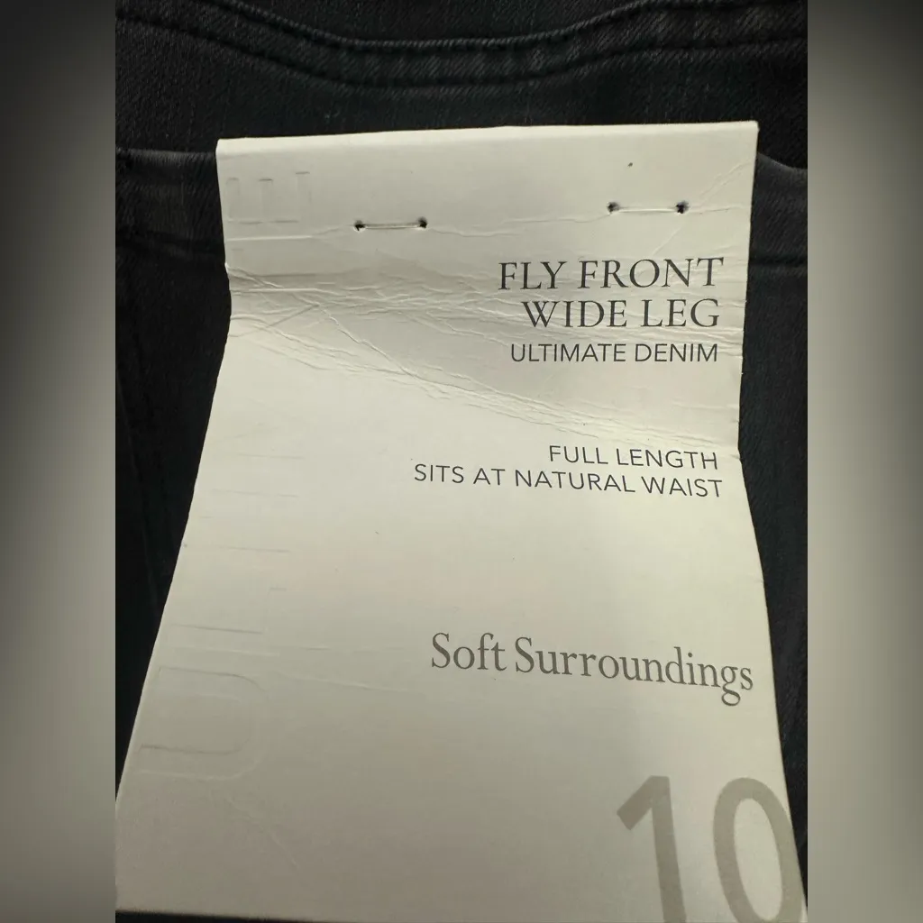 Soft Surroundings Ultimate Denim Fly Front Wide Leg Jeans Size 10 Black NWT - Image 5
