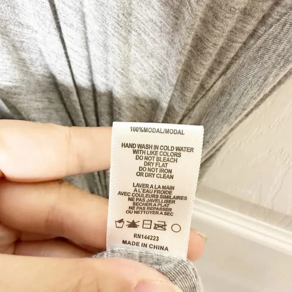 BISHOP + YOUNG Size L Gray Cap Sleeve Modal Knit Ruched T-Shirt‎ Dress - Image 5