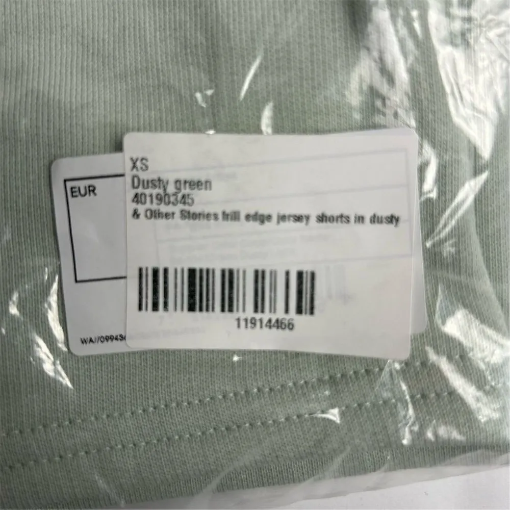 & Other Stories Women's UK XS Frill Edge Jersey Shorts Dusty Green Casual - Image 8