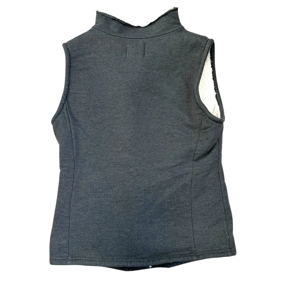 Banana Republic Gray White Fleece Sleeveless Asymmetric  Vest XS - Image 4