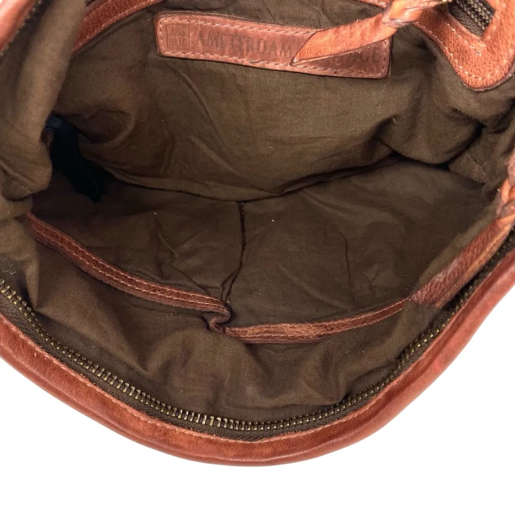 Amsterdam Heritage Brown Leather Woven Crossbody Shoulder Bag Southwestern - Image 12