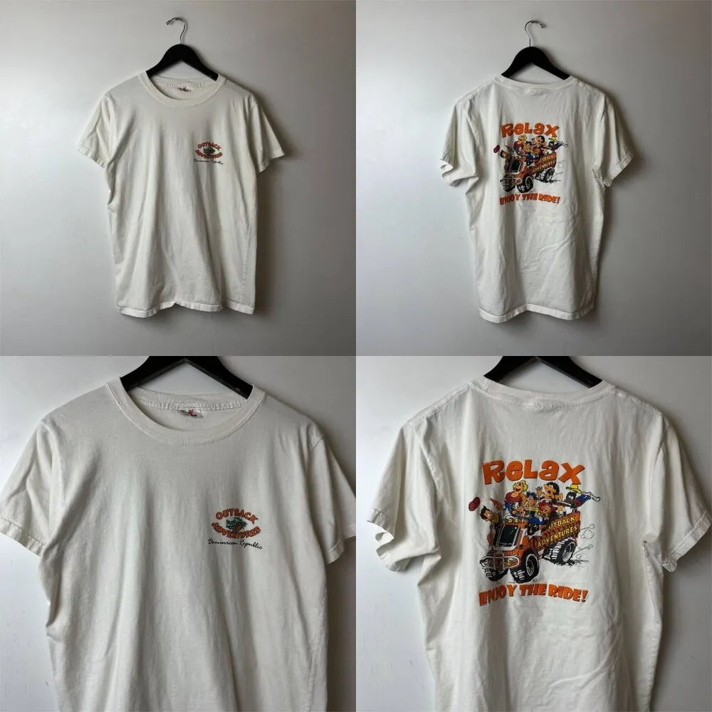 Outback Adventures Dominican Republic T Shirt White Medium M Graphic Tee - Image 16