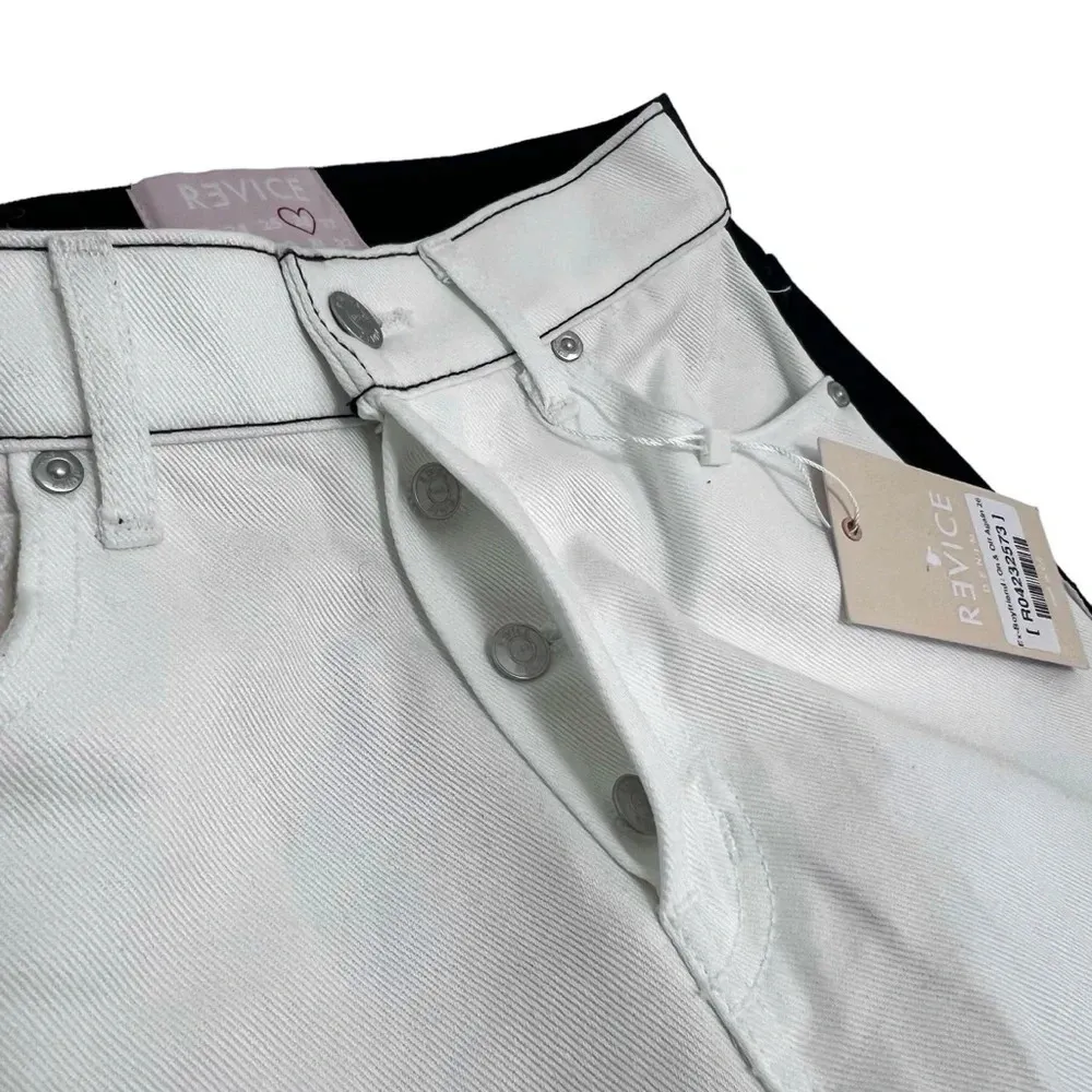 Revice Ex Boyfriend On Off Again Button Fly White Black Media Denim Size 26 - Image 7