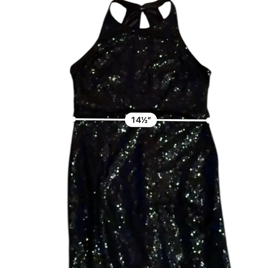 Jenny‎ Yoo Jules Sequin Gown Size 10 Black Blouson Formal Evening Wedding - Image 9