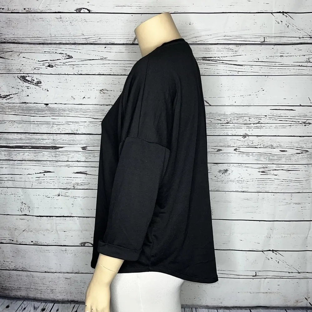 Crown & Ivy NWT Size XXL Black Round Hem Tee Shirt Knit Top - Image 2