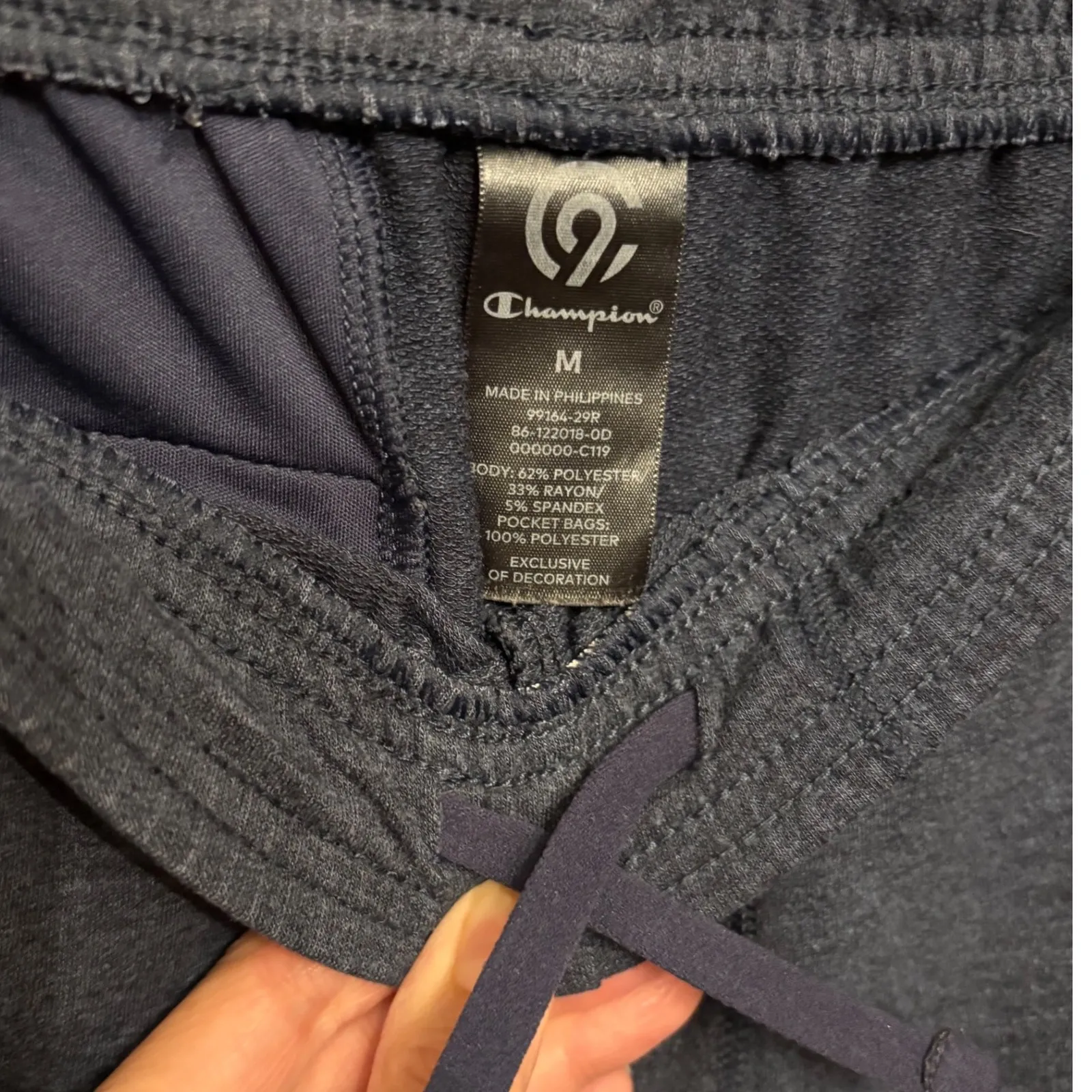 Blue Champion Athletic Shorts Lounge Activewear with Pockets Drawstring Medium‎ - Image 2