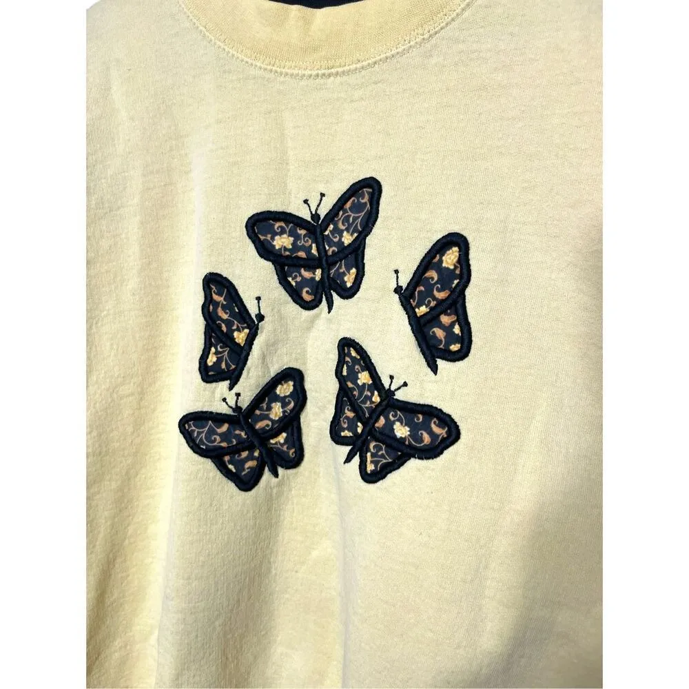 Grandma Cottagecore‎ Butterfly Crewneck Sweatshirt Pullover Size XL Yellow - Image 3