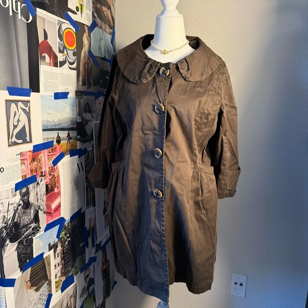 Live a Little Chocolate Brown Pea Coat - Image 3