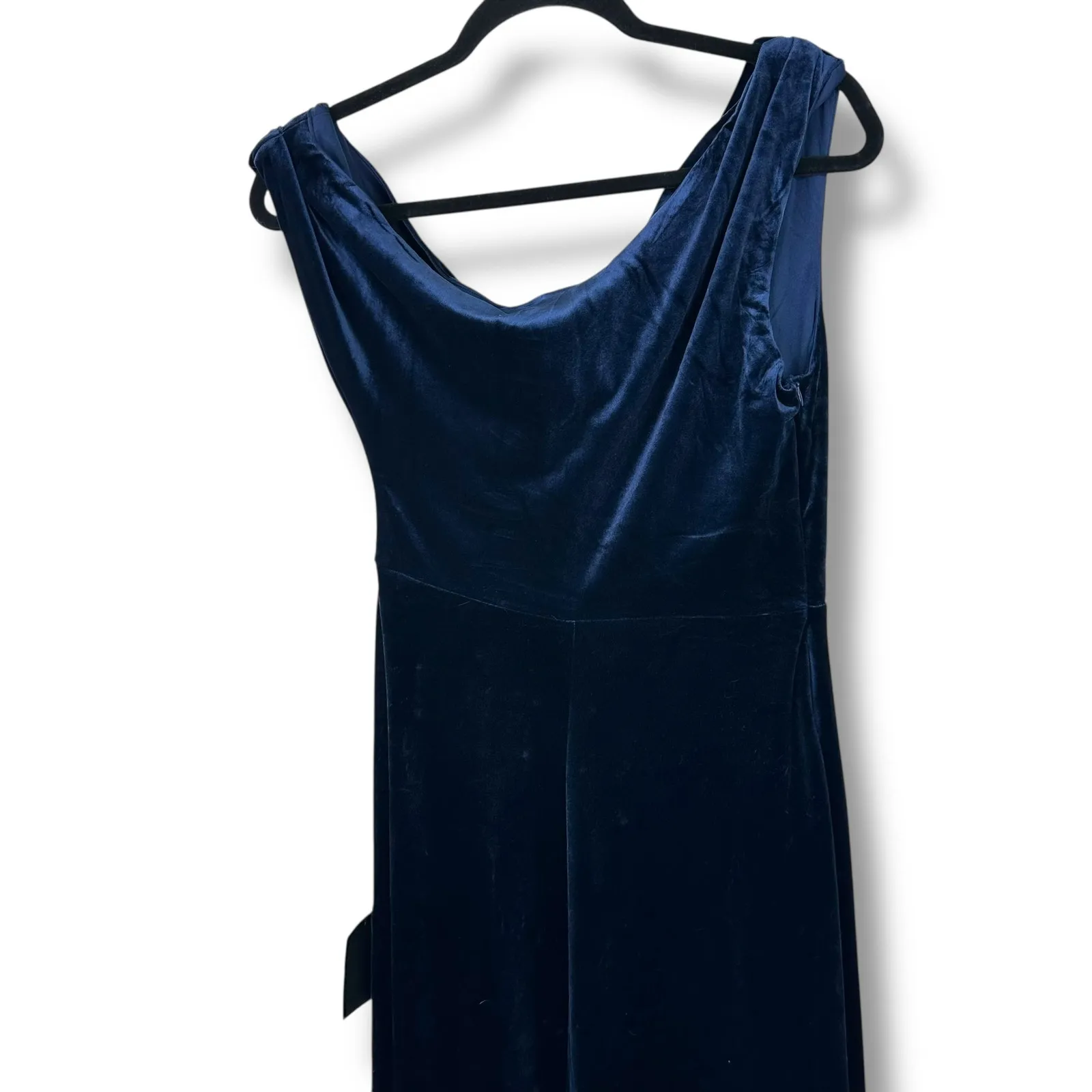 Lulus NWT Coveted Confidence Navy Blue Velvet Asymmetrical Maxi Dress Small - Image 8