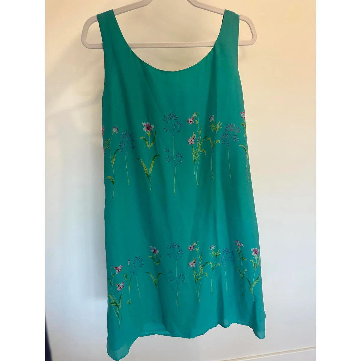 Vintage Silk Teal Floral Jessica Howard Large Spring Dress - Image 4