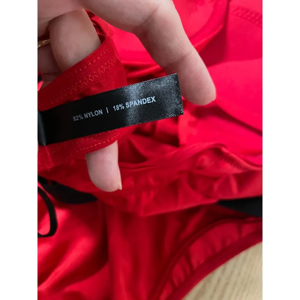 New Women’s 2Pc Christmas You Better Not Pout Teddy Set Size Small/Medium Red - Image 7