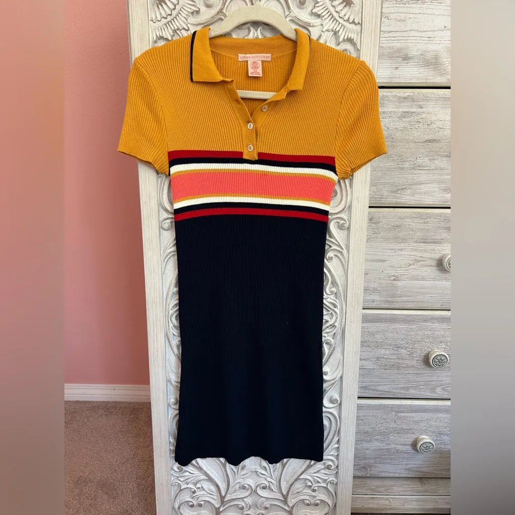 Urban Outfitters retro 90’s color block bodycon knit collared polo dress MD - Image 2
