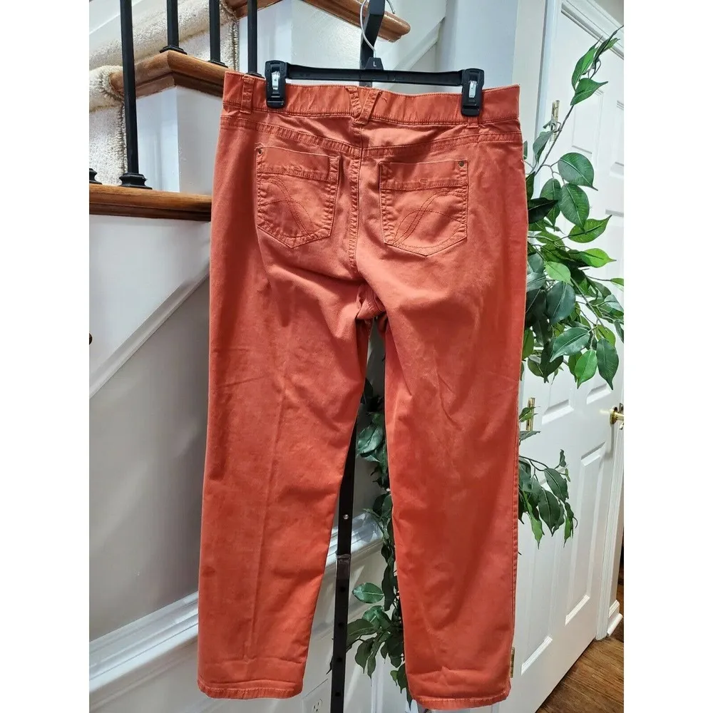 Kim Rogers Women's Orange Cotton Mid Rise Pull on Straight Legs Pant Size 12 - Image 5