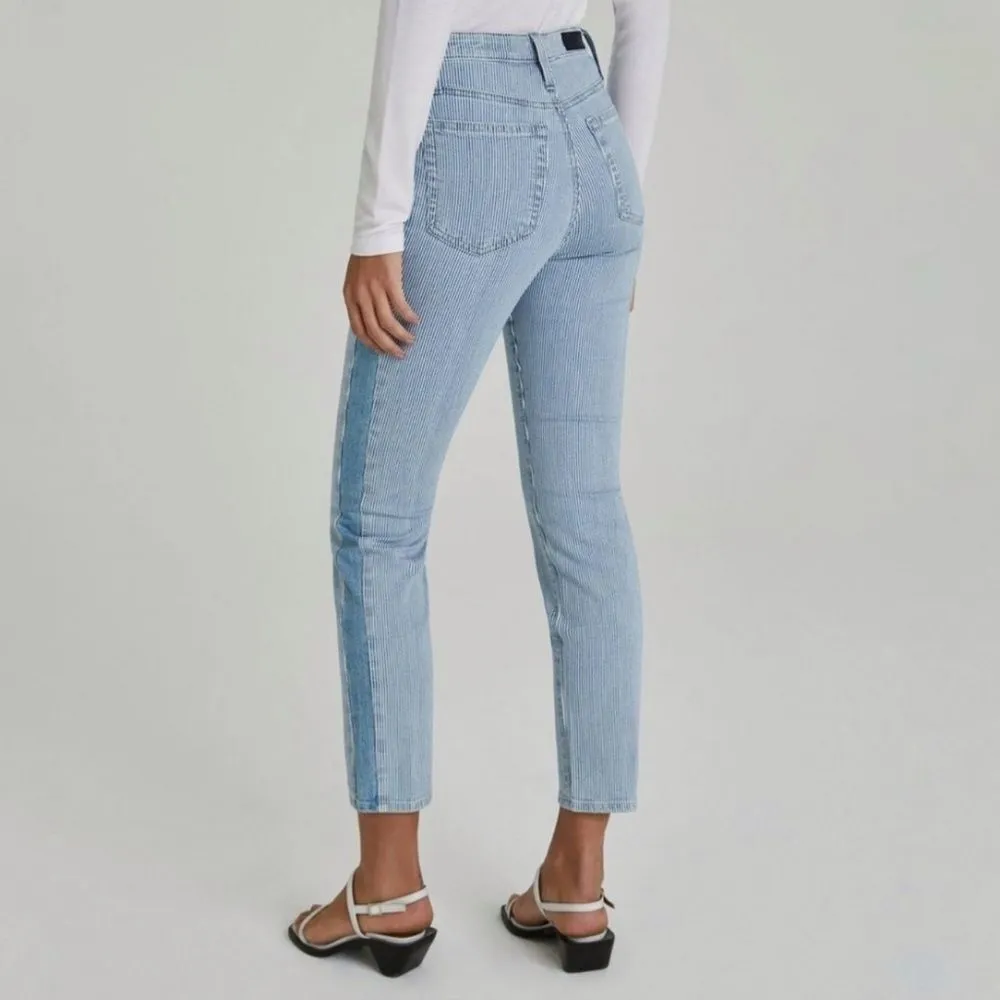 AG Isabelle Panel High Rise Straight Crop Jeans Victory Striped Size 28 R - Image 4