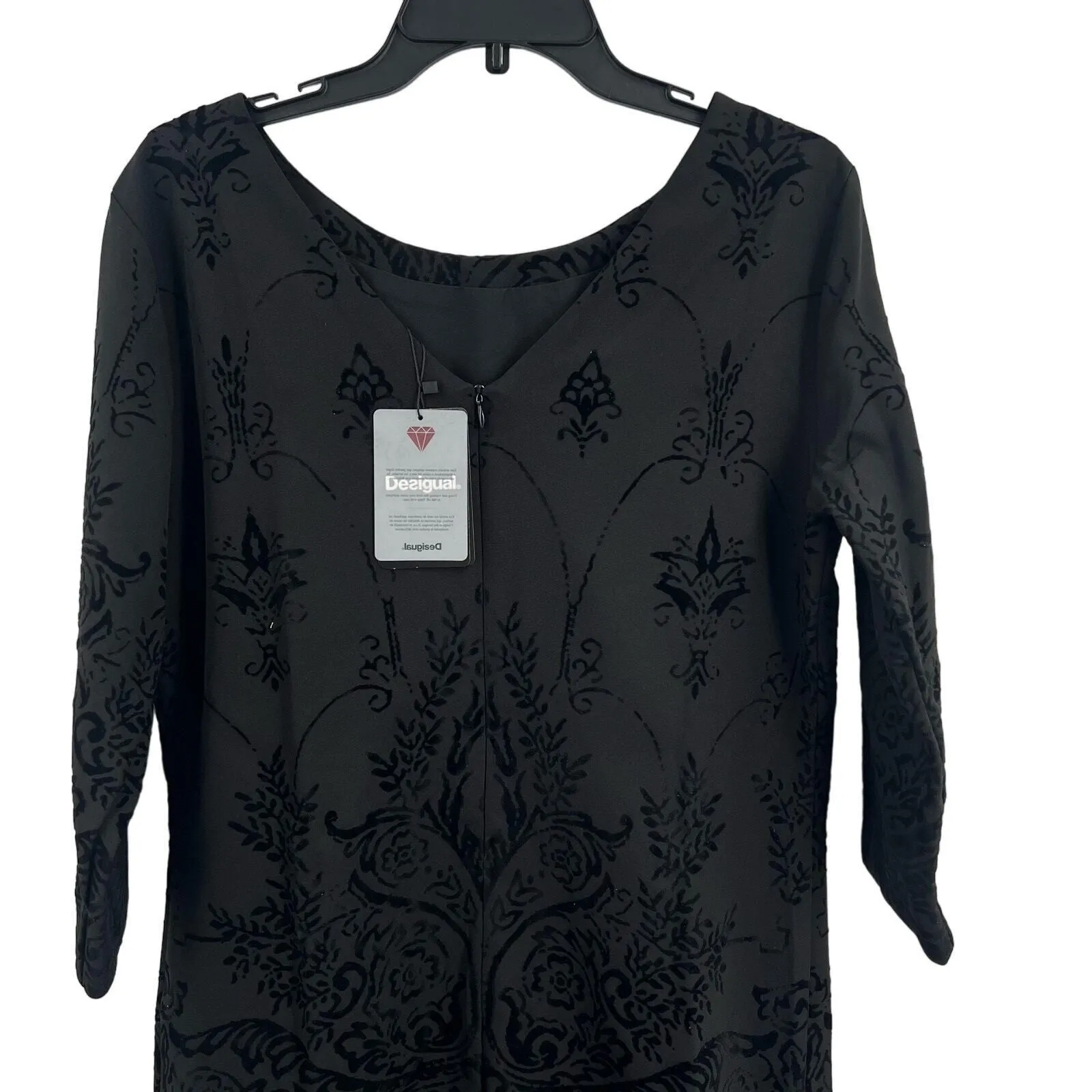 Desigual Black‎ Shift Dress Embroidered and Beading Detail US 6 / EU 40 New - Image 9