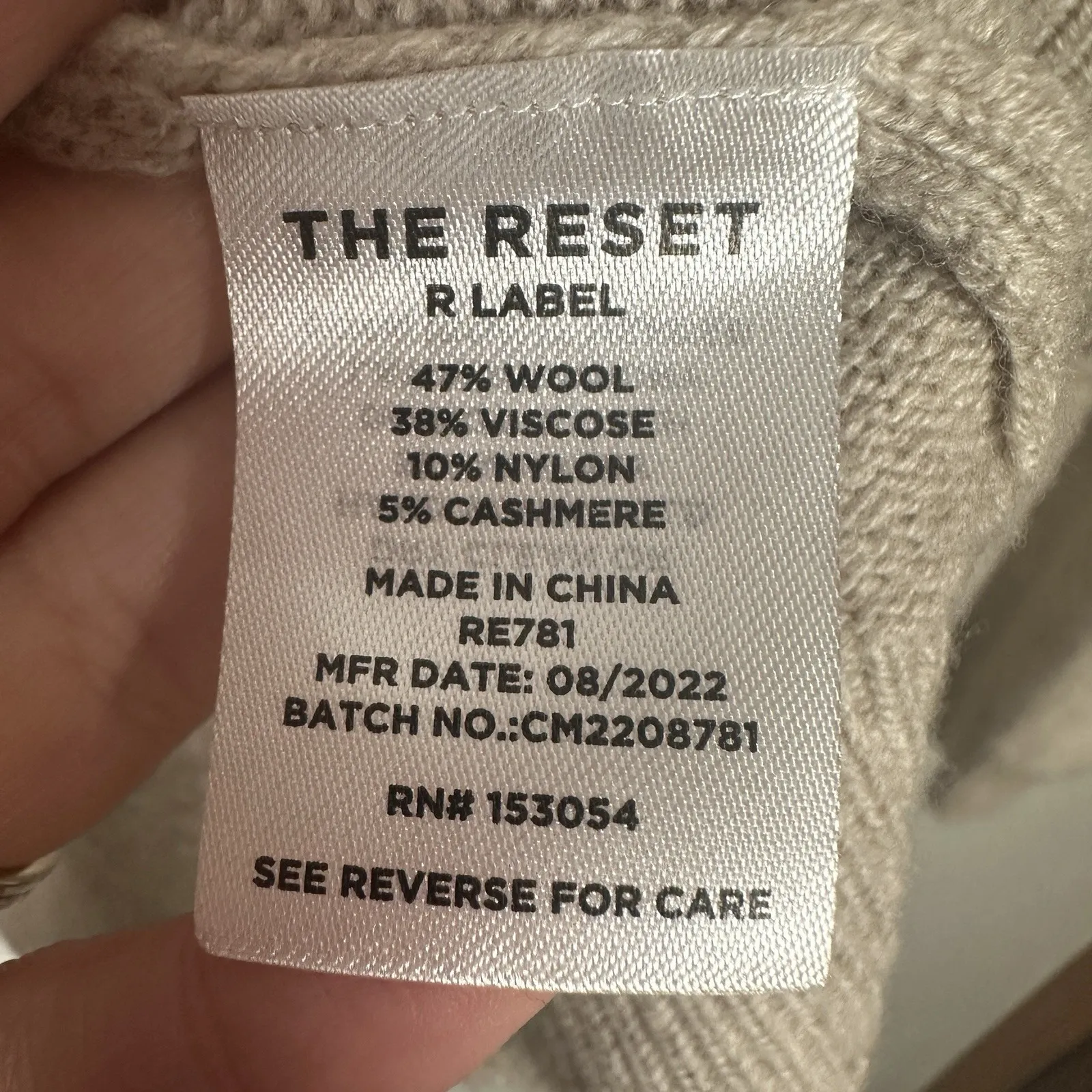 The Reset R Label Cardigan Sweater Womens XL Wool Cashmere Blend Beige Oversized Tan - Image 6