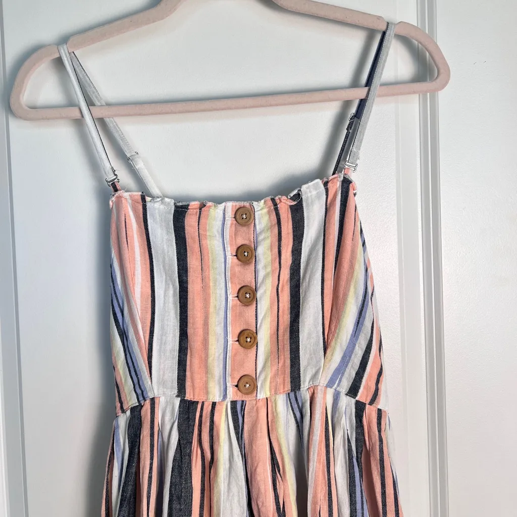 Free‎ People Multicolour Lilah Cotton Pleated Tube Maxi Dress Small Boho Summer - Image 6