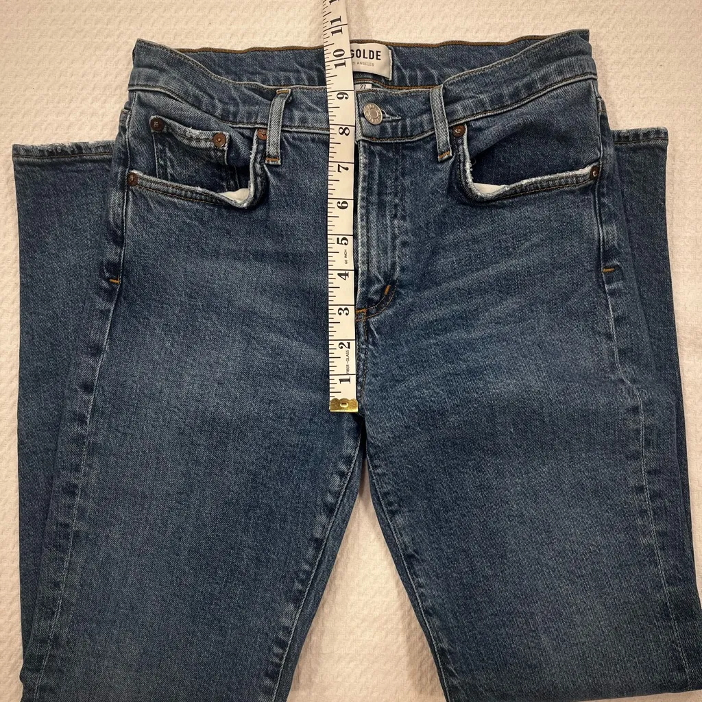 AGOLDE Toni Mid-rise Straight Leg Classic Blue Denim Jeans Size 27 - Image 11