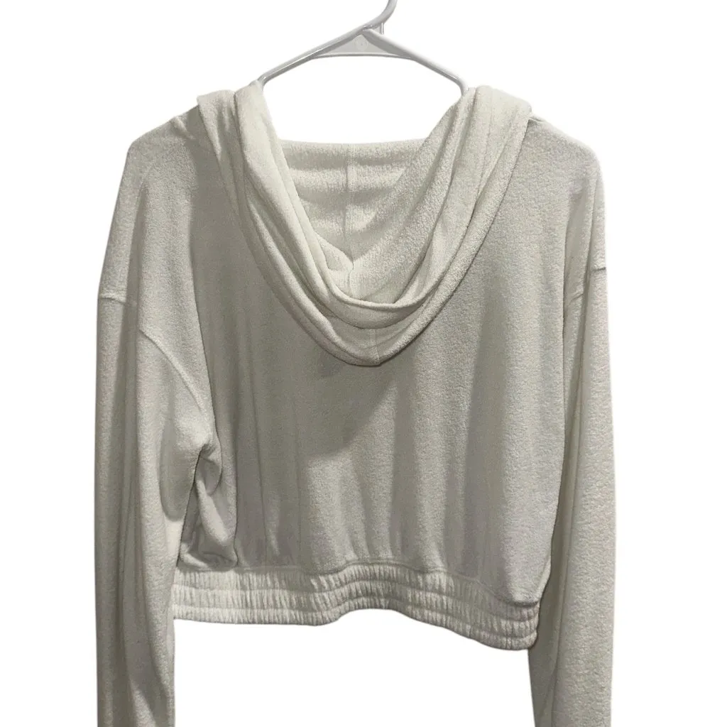 Gilly Hicks‎ White Cropped Zip-Up Hoodie - Size Medium - Image 3