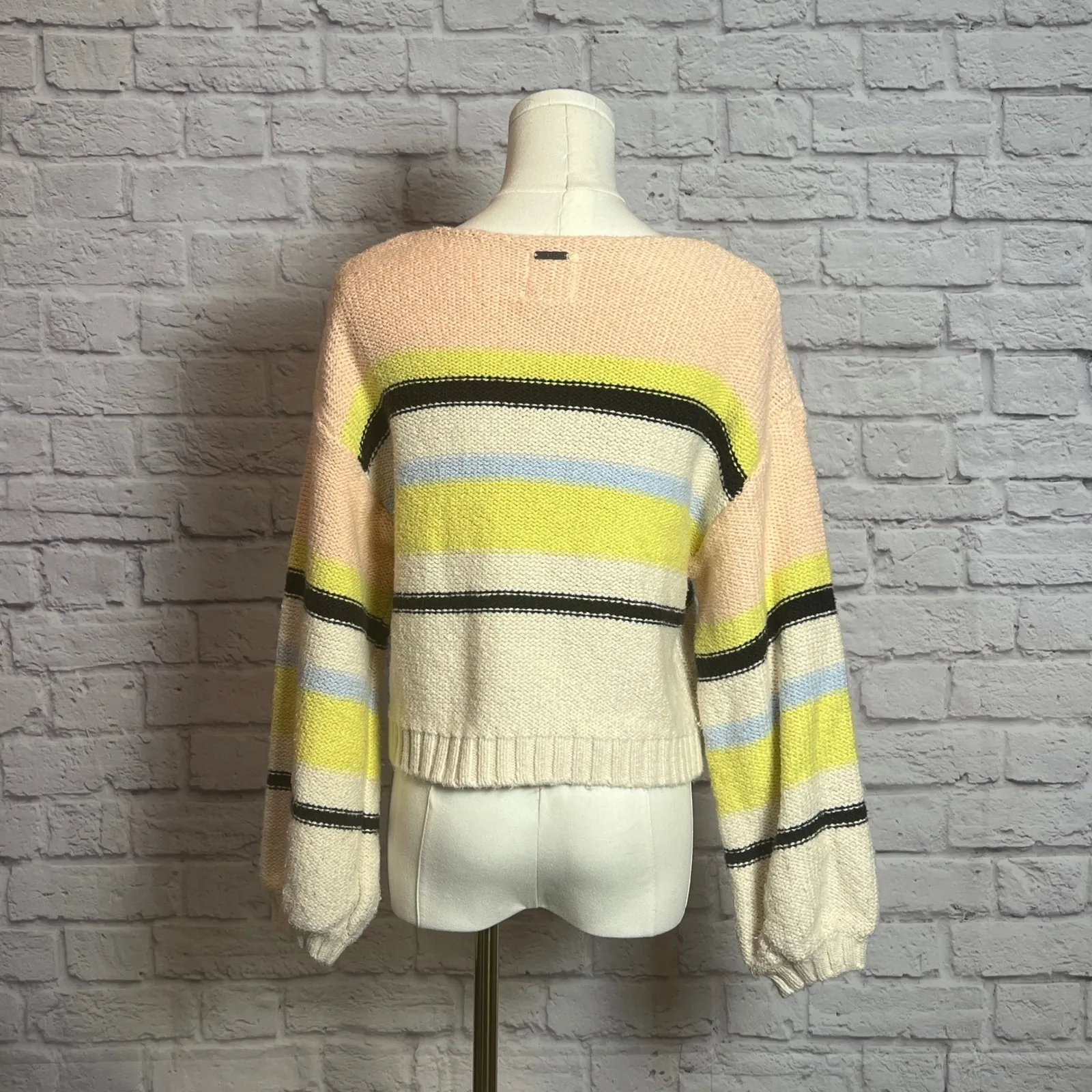 Billabong Striped Knit Sweater Multicolor Women's Size M - Image 3