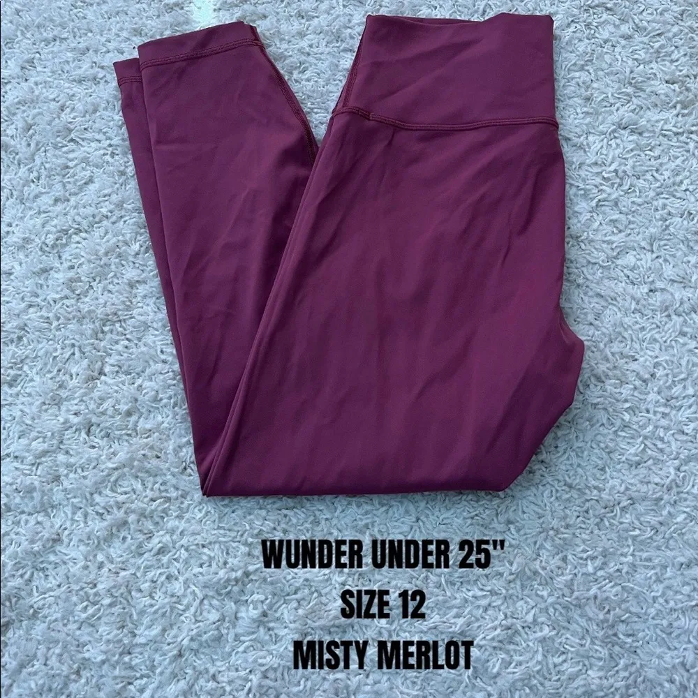 Lululemon wunder under 25” leggings size 12 misty merlot - Image 4