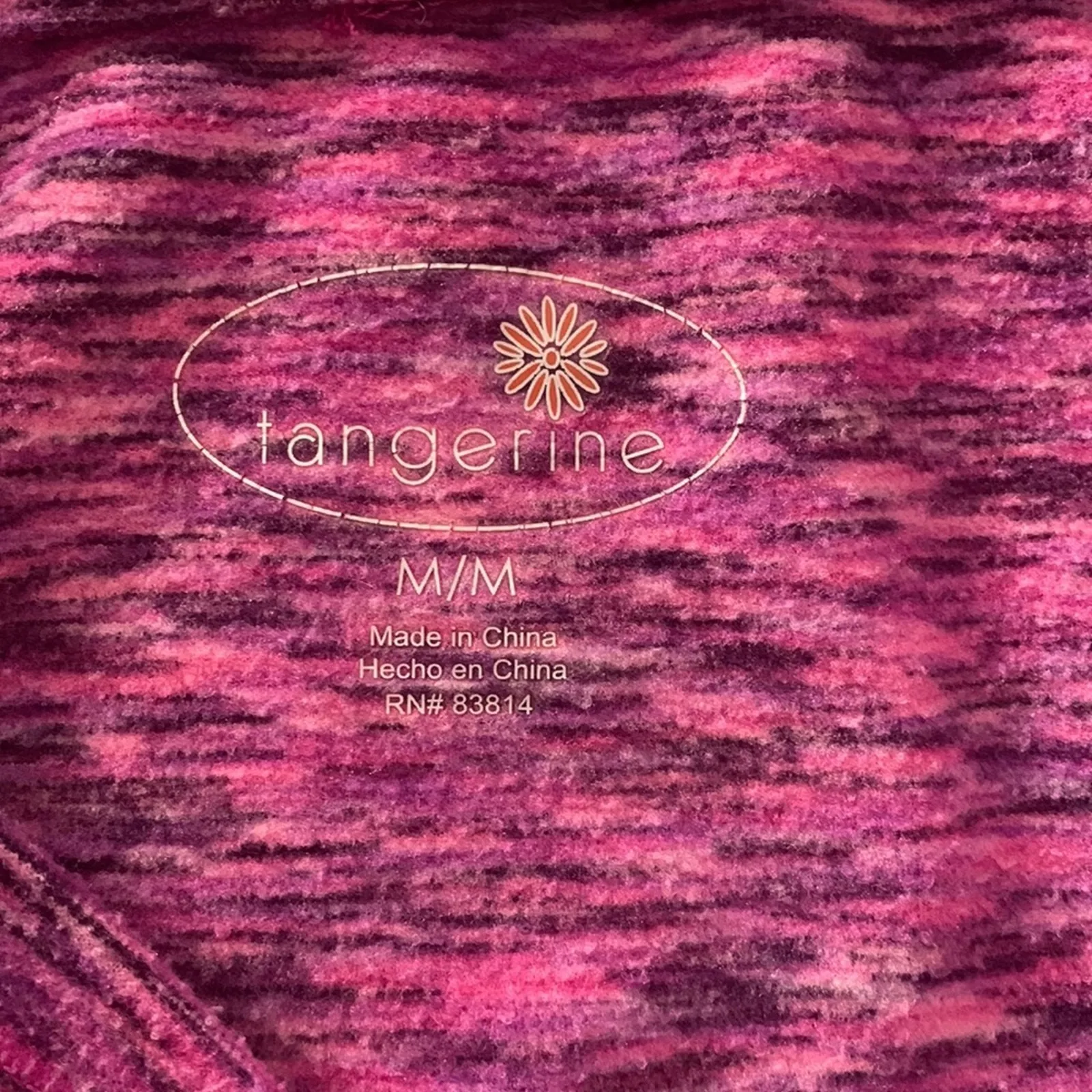 Tangerine woman’s medium hooded pullover sweatshirt pink space dye print - Image 3