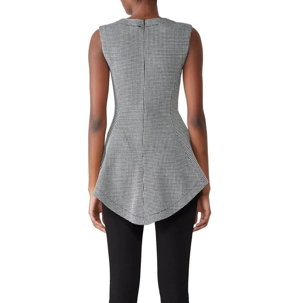 Derek Lam Collective Patterned Peplum Top 44 Medium Black white - Image 2