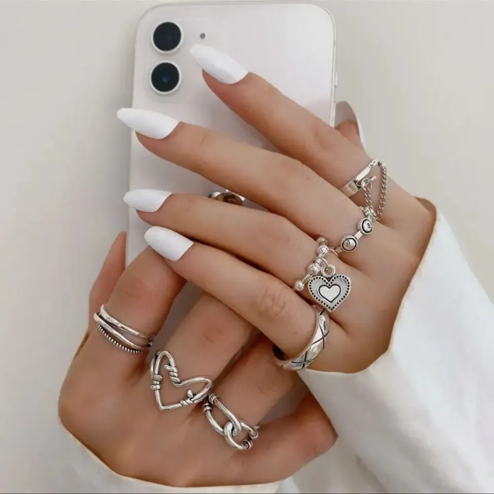 7pcs Simple Lady Chain Ring Set - Image 2