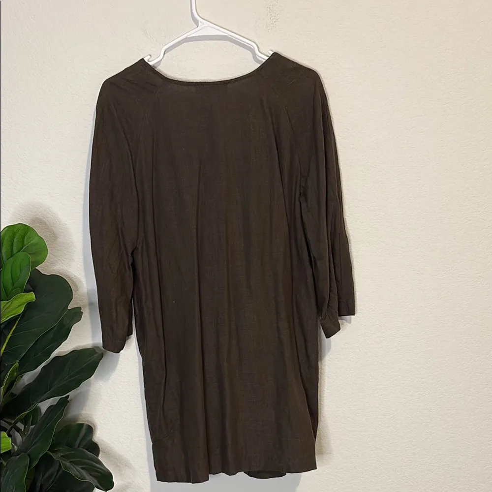 Eva Tralala Paris 100% linen chocolate brown one button jacket Size XL - Image 7