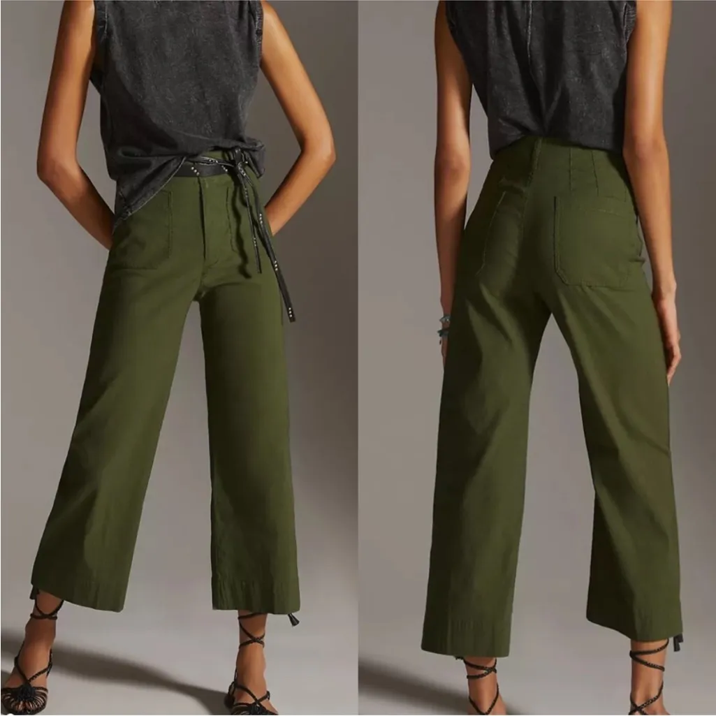 Anthropologie Maeve Colette Wide Leg High Rise Pants Green - Image 2