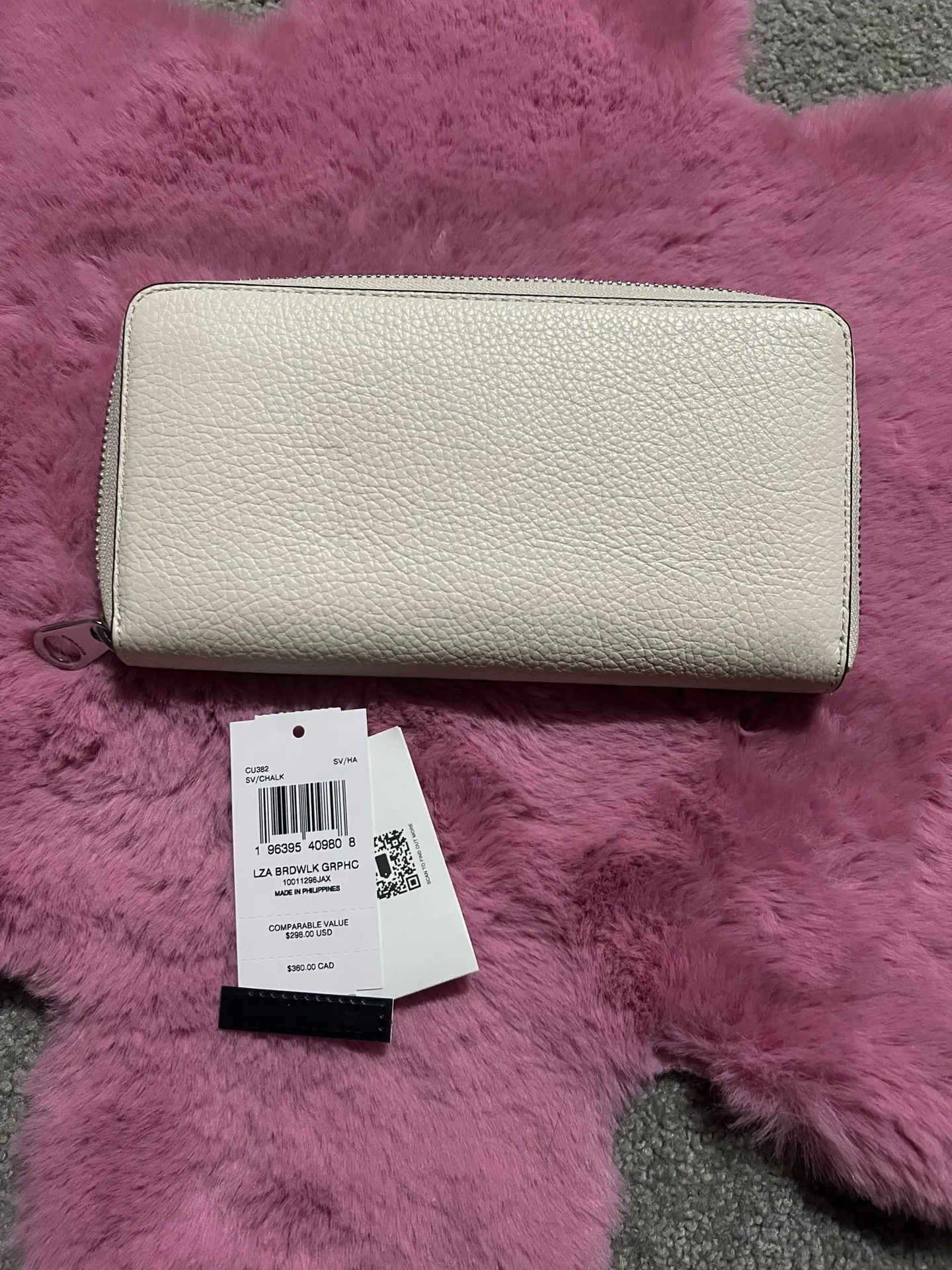 Coach White Long Zip Wallet Around Chalk Leather - Image 3