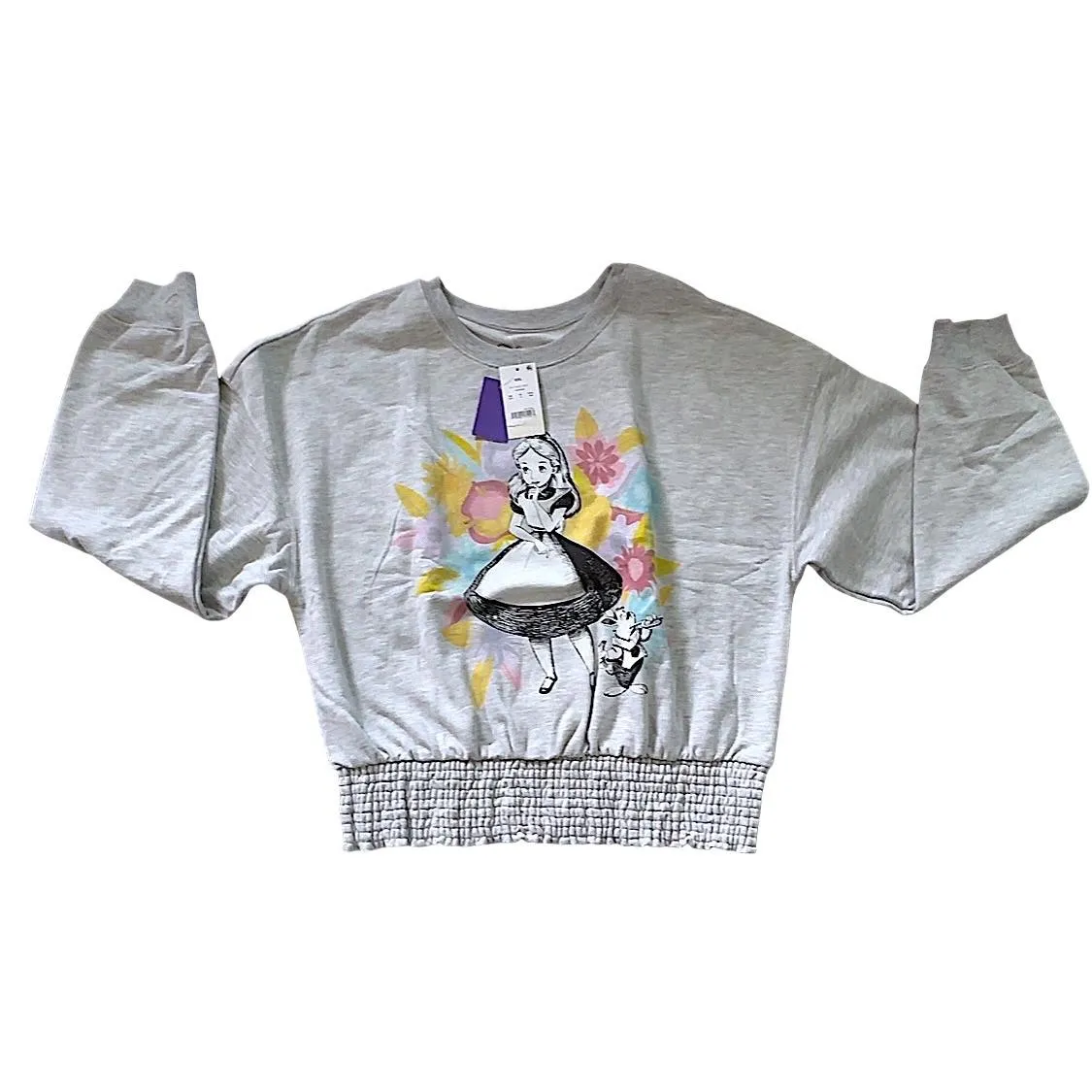 Disney Women's Alice Wonderland Graphic Crewneck Sweatshirt Heather Grey - Image 2
