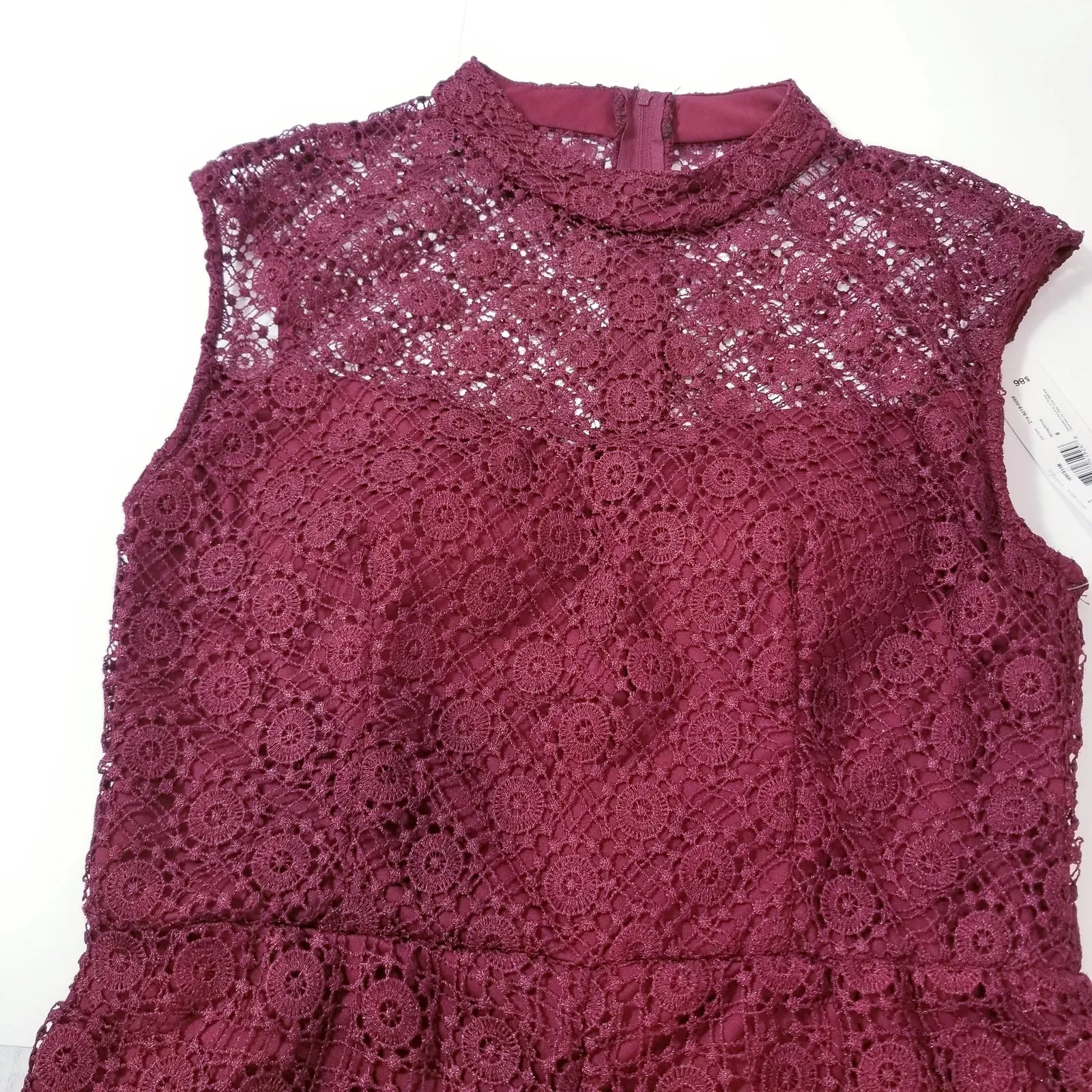 Bisou Bisou Lace Midi Dress Illusion Mock Neck Party Cocktail Work - Image 13